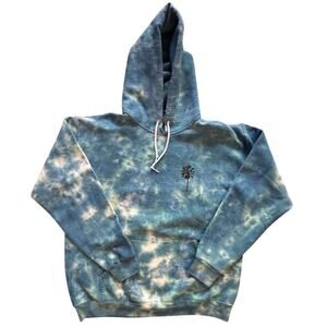 BOWERY x Women Mens California Blue and White Tie Dye Hoodie Sweatshirt Size L